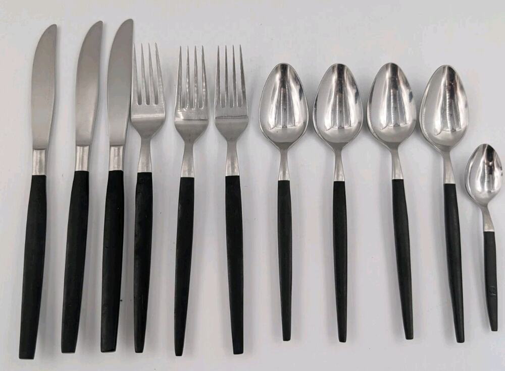 Epic Forged Stainless Black Flatware MCM 11 Pieces Spoons Forks Knives